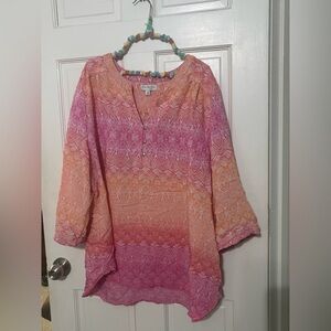 Kim Rogers Women's Vibrant Pink and Orange Tunic